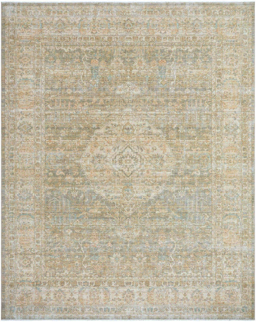 Becki Owens x Livabliss Renaissance BORI-2302 rug. Traditional, farmhouse style with beige, denim, coral, tan, and taupe colors. Design-Rectangle-710910