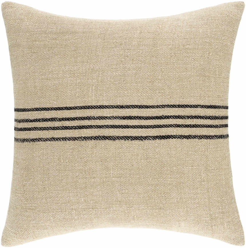 Aiyana Black Striped Linen Lumbar Pillow