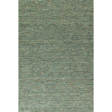 Close-up of the hand-loomed Dalyn Reya RY7 Turquoise Area Rug. Aqua, blue, chestnut, and ivory colors create a casual, textured look.