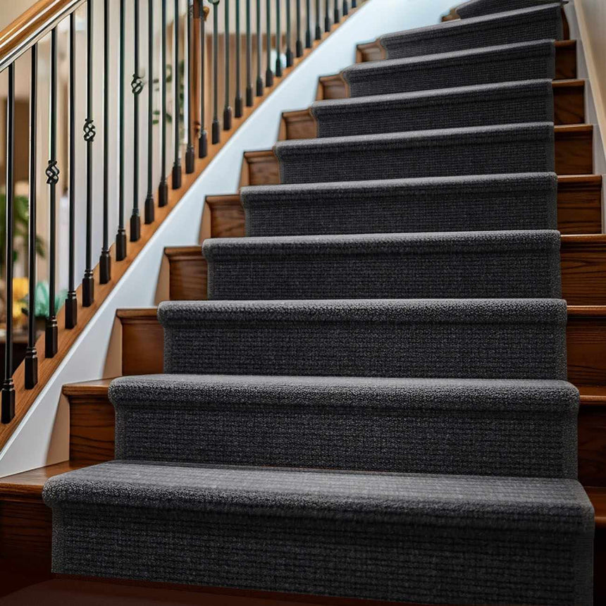 Gaze Black Cut and Sew Custom Runner Rug