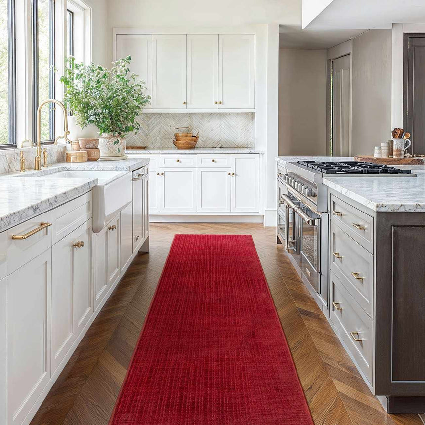 Gunther Red Hand Loomed Cut and Sew Custom Runner Rug