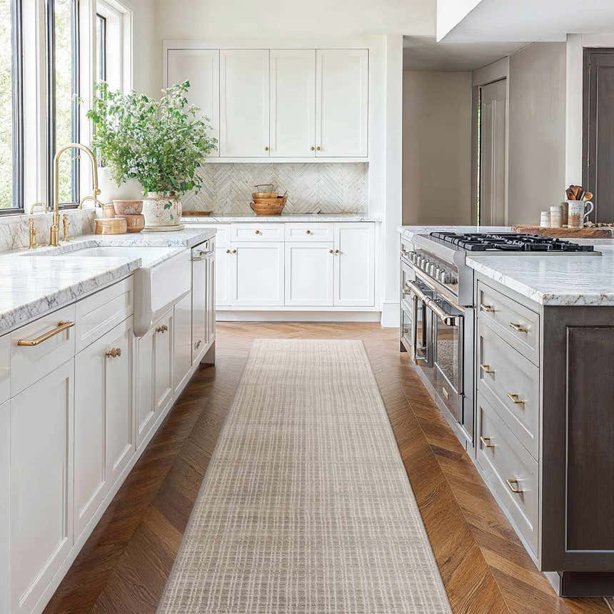 Gunther Beige Hand Loomed Cut and Sew Custom Runner Rug