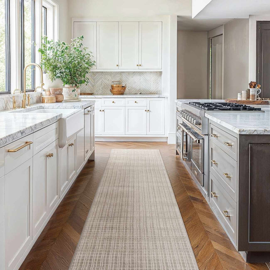 Gunther Beige Hand Loomed Cut and Sew Custom Runner Rug