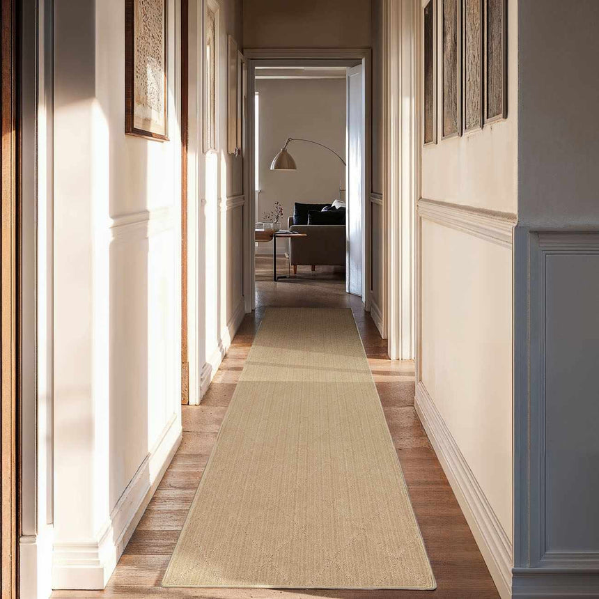 Hawkins Dark Beige Diamond Cut and Sew Custom Runner Rug