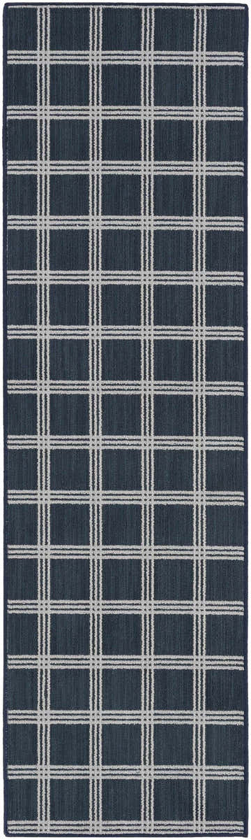 Oretha Navy Checkered Cut and Sew Custom Runner Rug