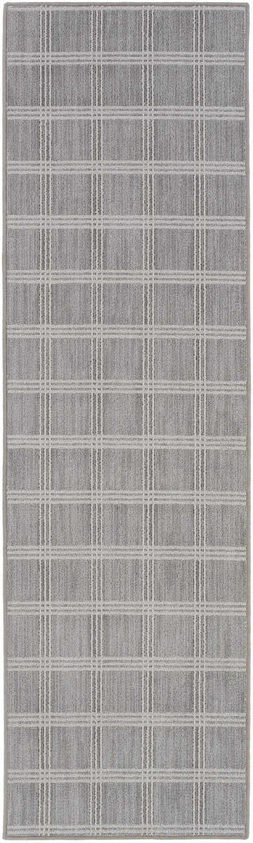 Oretha Light Gray Checkered Cut and Sew Custom Runner Rug