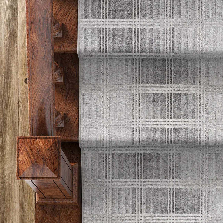 Oretha Light Gray Checkered Cut and Sew Custom Runner Rug