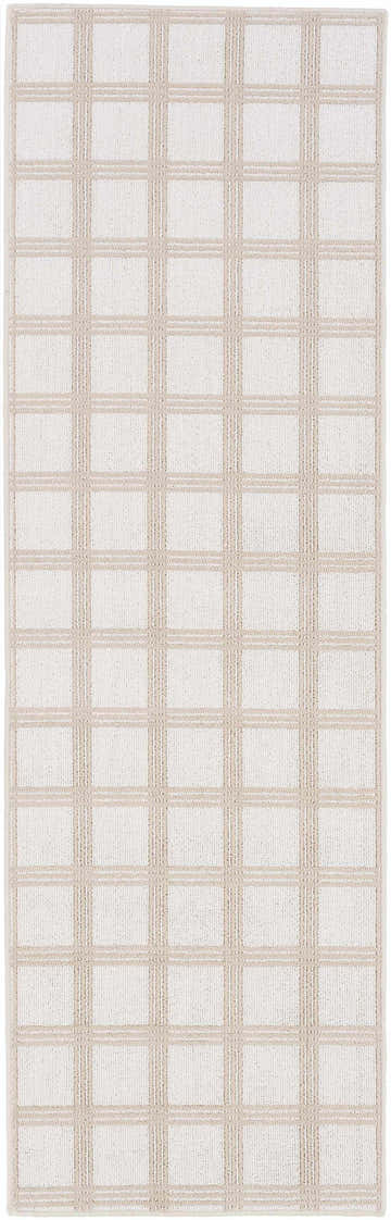 Oretha Beige Checkered Cut and Sew Custom Runner Rug