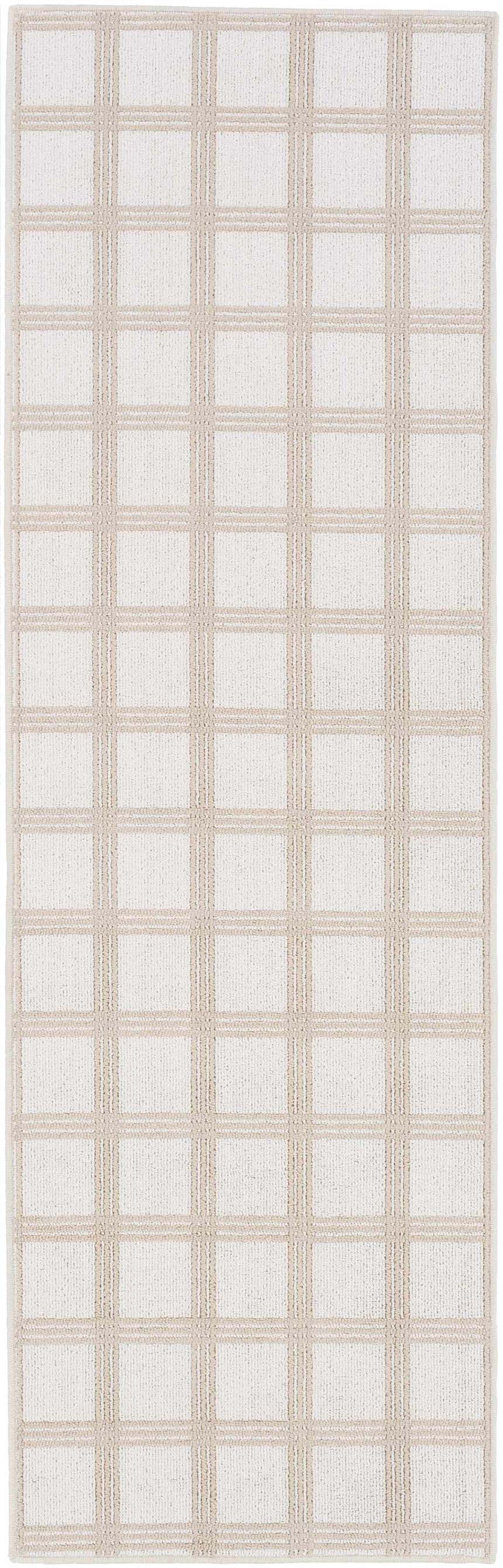 Oretha Beige Checkered Cut and Sew Custom Runner Rug
