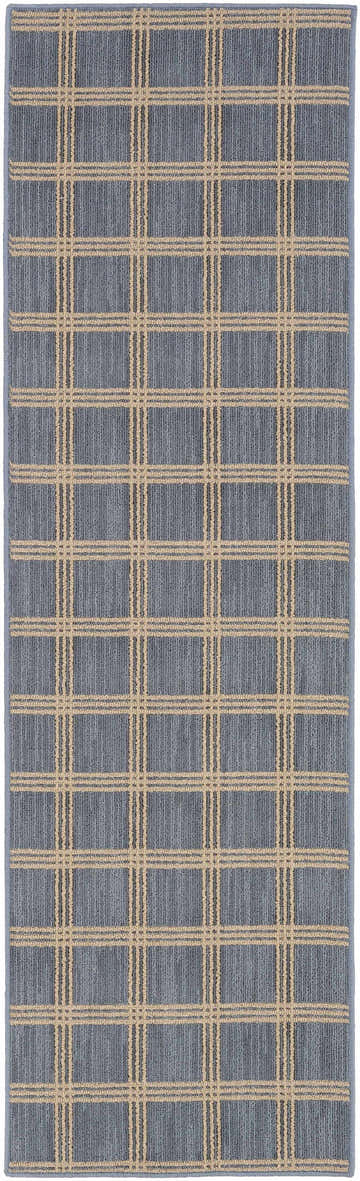 Oretha Light Blue Checkered Cut and Sew Custom Runner Rug