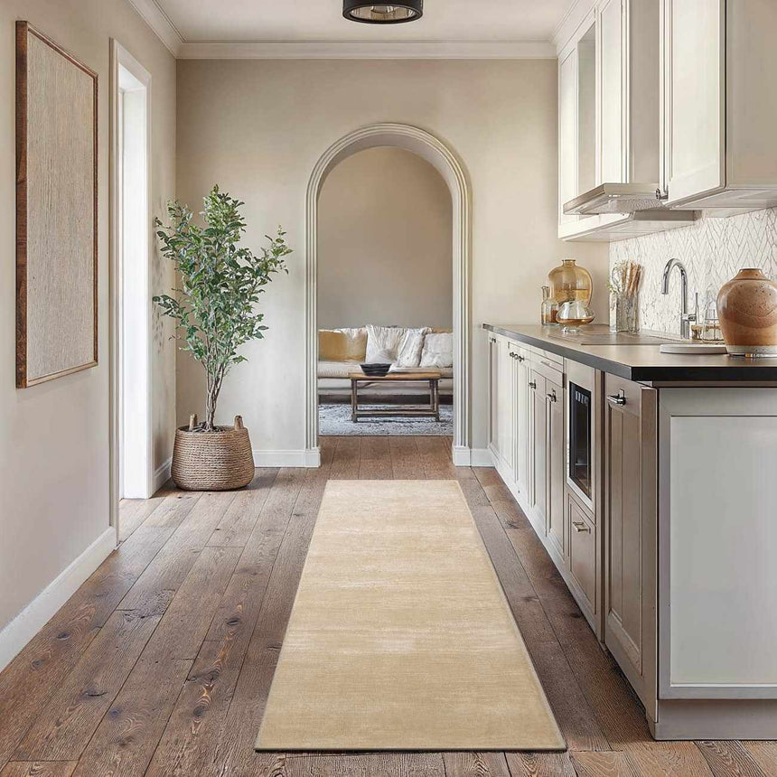 Pamela Beige Hand Loomed Cut and Sew Custom Runner Rug