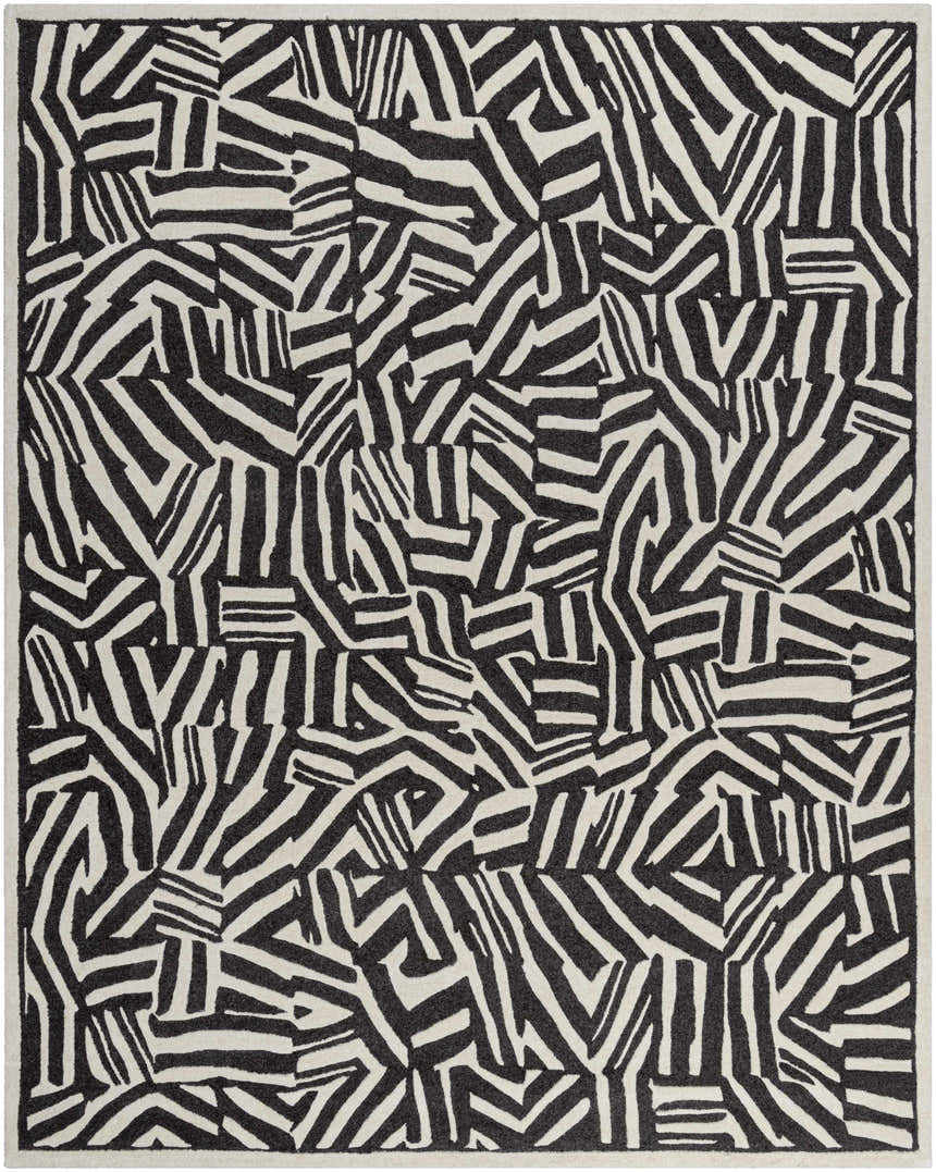 Made to Order Custom Size Avian Black Wool Area Rug