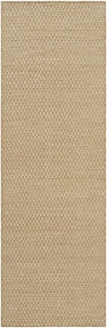 Close-up of the Ayers Beige Area Rug showing its woven texture and neutral tan, nutmeg, and clay tones. Design-Runner-268