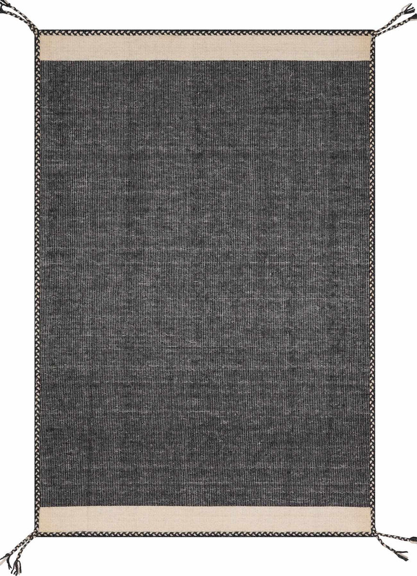 Ailie Bordered Charcoal Wool Rug