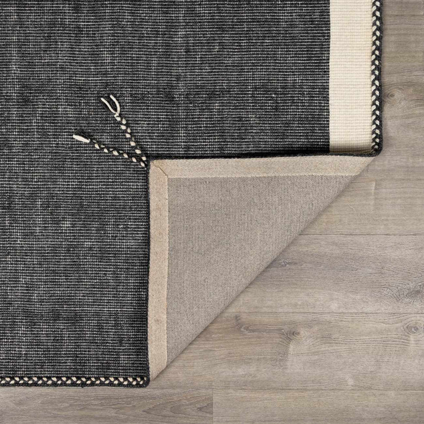 Ailie Bordered Charcoal Wool Rug