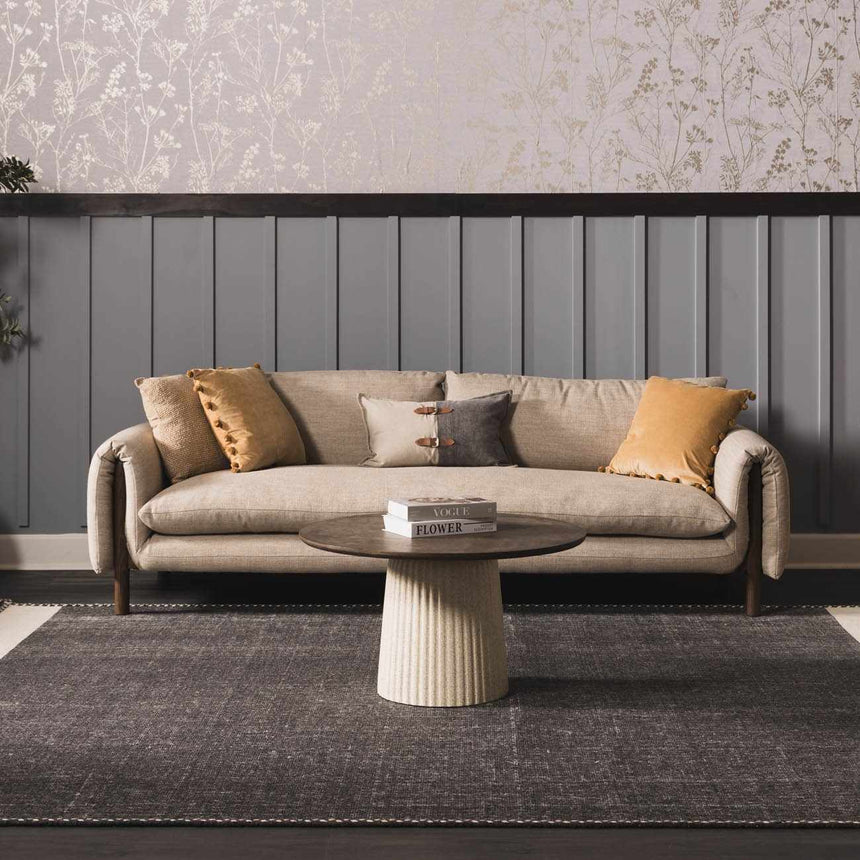 Ailie Bordered Charcoal Wool Rug