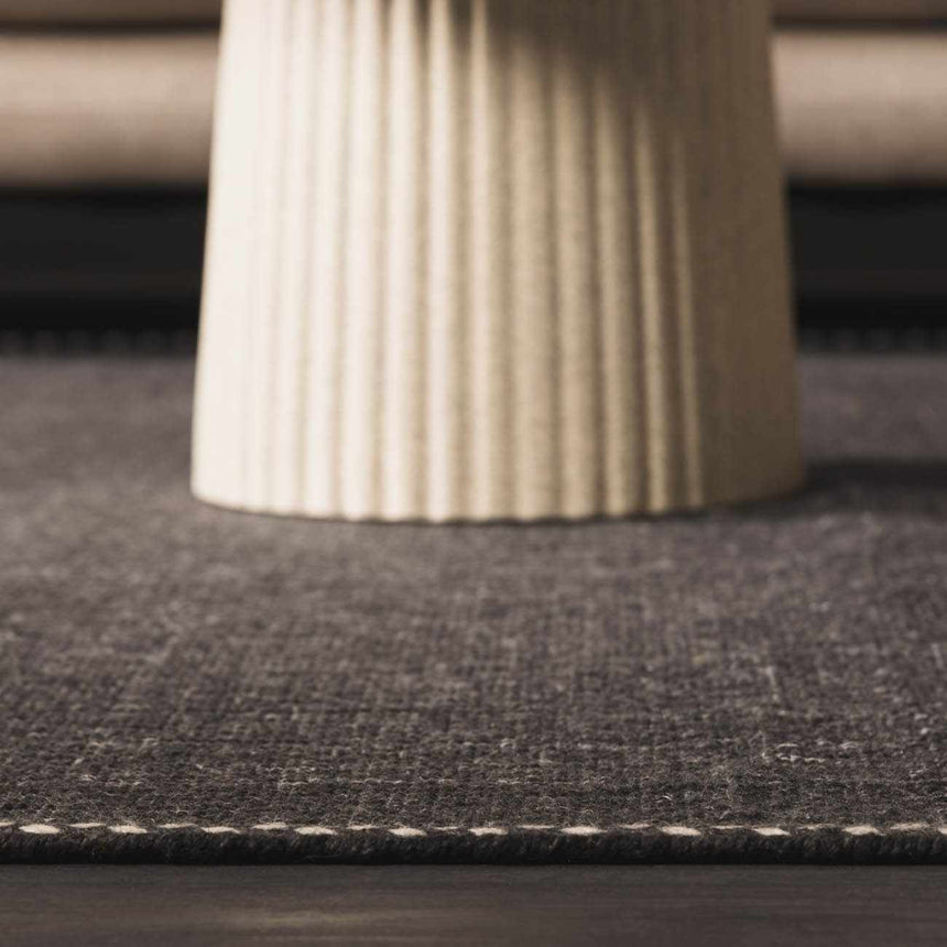 Ailie Bordered Charcoal Wool Rug
