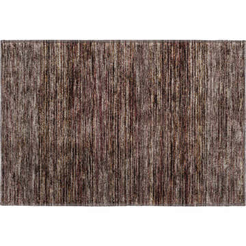 Close-up of the Dalyn Luxury Soft Essentials SE1 Fudge Washable Area Rug. Features a textured, vertical striped design in brown tones.