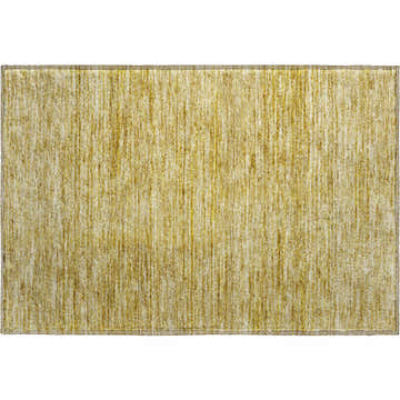 Close-up of Dalyn Luxury Soft Essentials SE1 Gold Washable Area Rug with subtle vertical stripes.