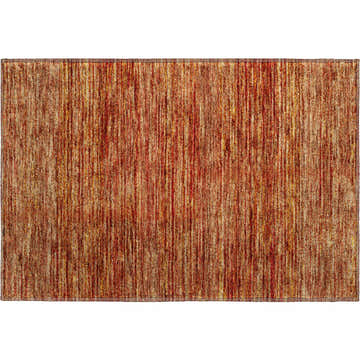 Dalyn Luxury Soft Essentials SE1 Paprika rug. Close-up shows a textured, vertical striped design in paprika, gold, and beige.