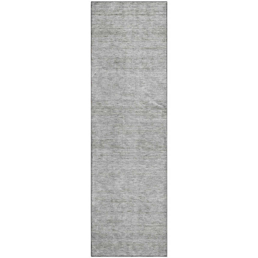 Close-up of the silver gray Dalyn Luxury Soft Essentials SE1 runner rug, showing its subtle texture.