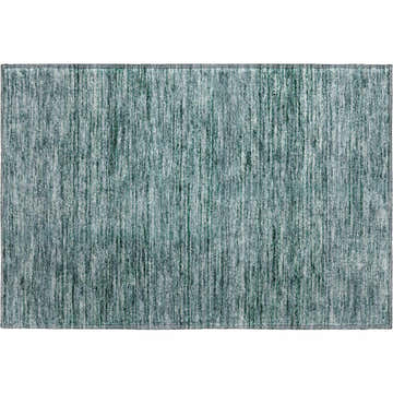 Close-up of Dalyn Luxury Soft Essentials SE1 Teal Washable Area Rug. Features a textured, striated teal and gray design.