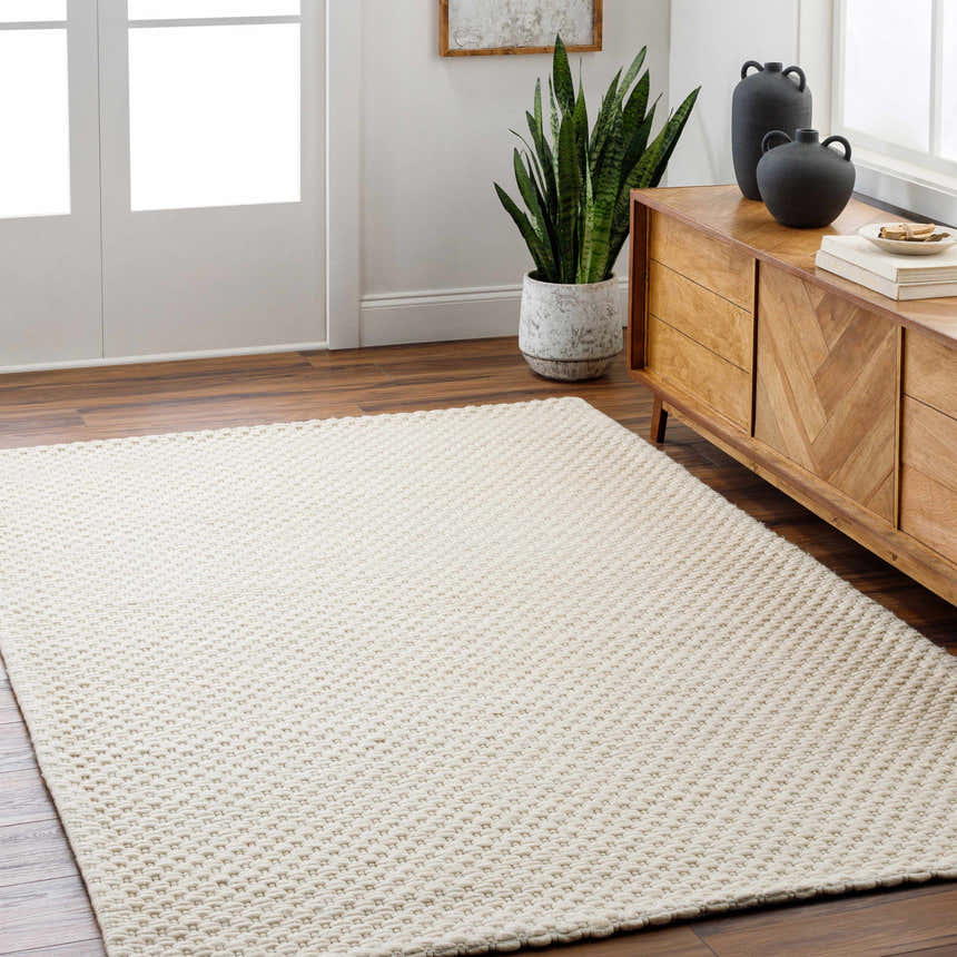 Made to Order Custom Size Kassa Cream Hand Woven Area Rug