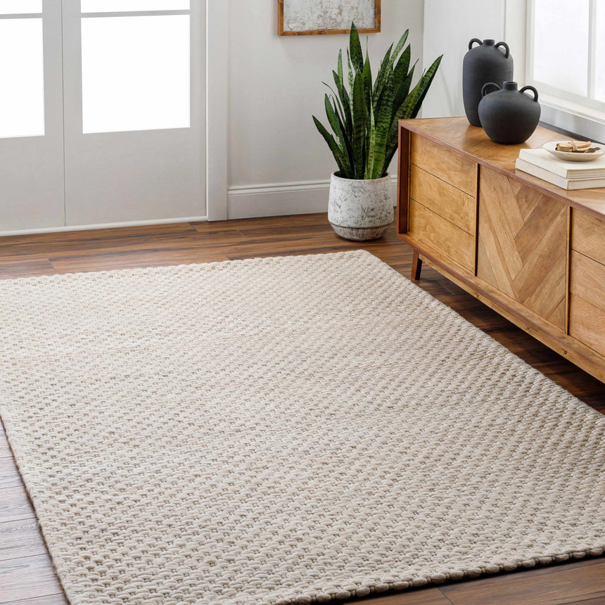 Made to Order Custom Size Kassa Beige Hand Woven Area Rug