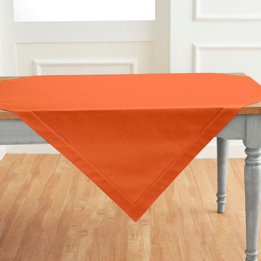 Cotton Linen Hemstitch Table Throw