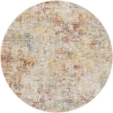 Round Chas Tan rug with rich textured traditional design in bone, clay, and walnut colors. Design-Round-67