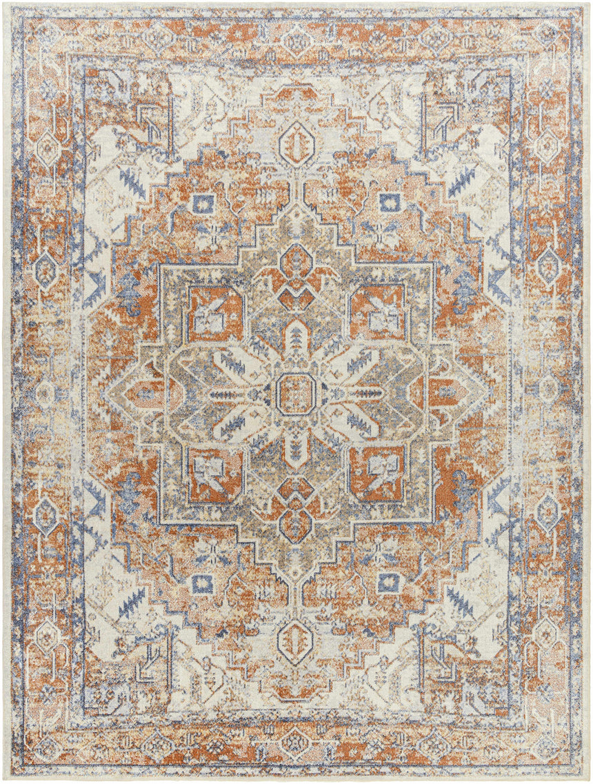 Rust Hera Washable Area Rug - Clearance