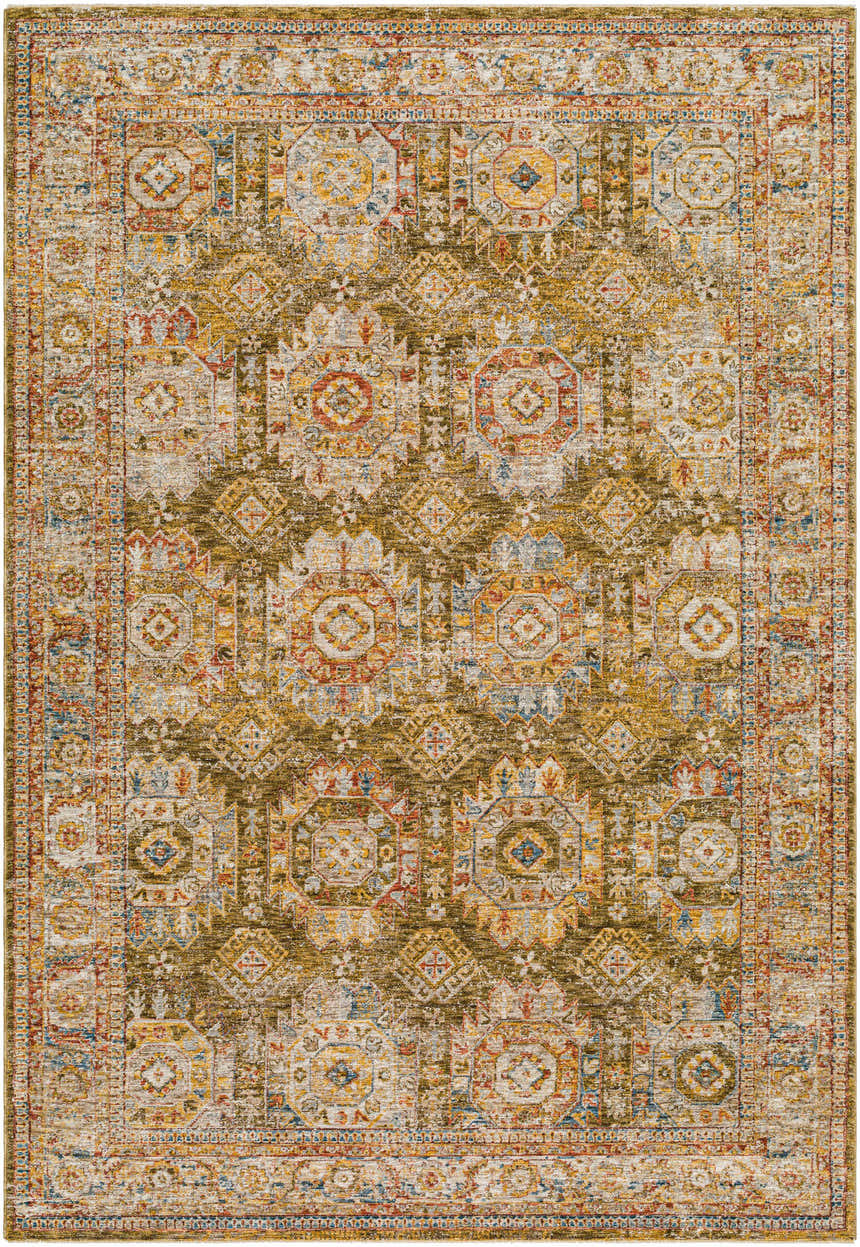 Sample Crescentia Green Textured Rug with Fringes