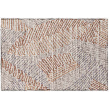 Dalyn Sedona SN11 Walnut rug close-up. Beige rug with dark and light brown abstract line pattern. Farmhouse style.