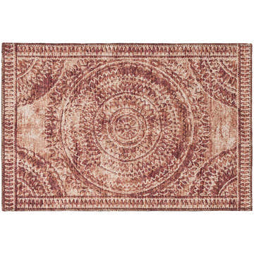 Close-up of the Dalyn Sedona SN7 Spice Washable Area Rug, featuring beige, paprika, and spice colors with a central medallion design.