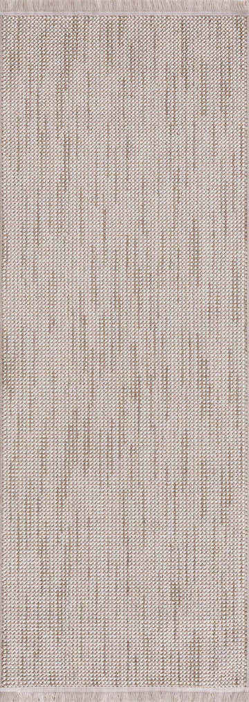 Close-up of the Gowan Beige Area Rug. The rug has a textured, woven design with beige, driftwood, and cream colors. Design-Runner-2773
