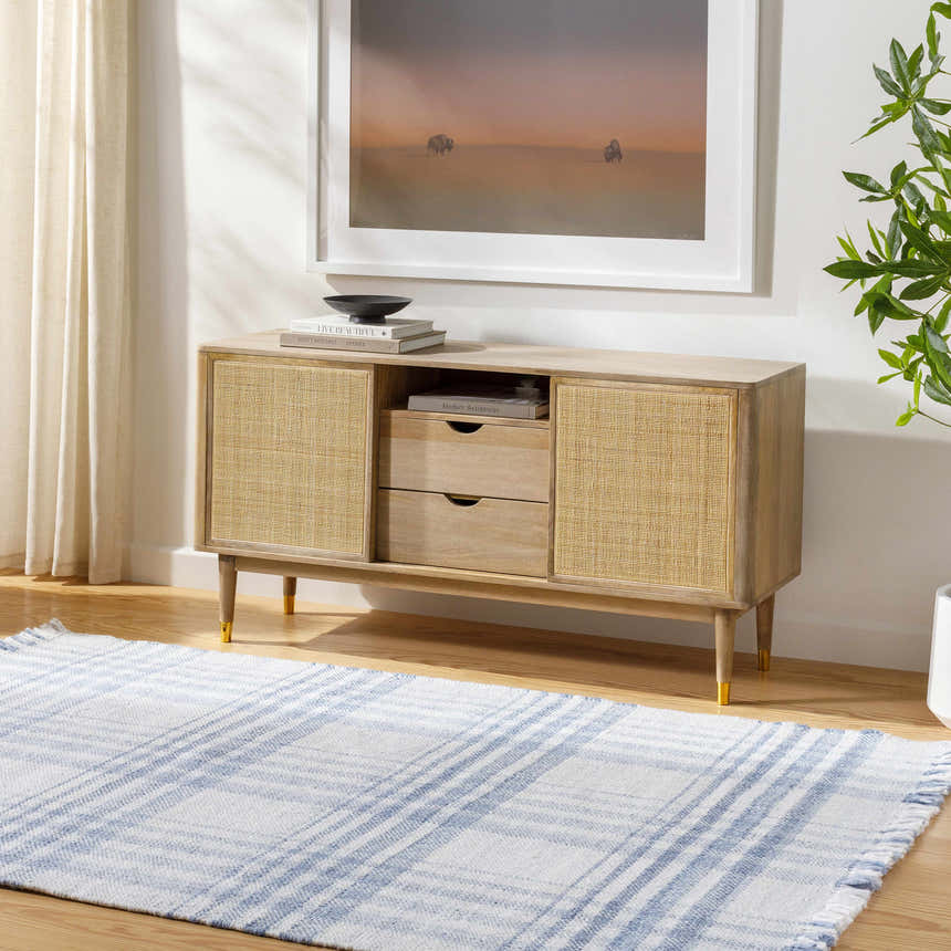 Made to Order Custom Size Inara Blue Plaid Area Rug