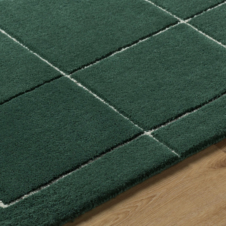 Made to Order Custom Size Siarl Green Checkered Area Rug