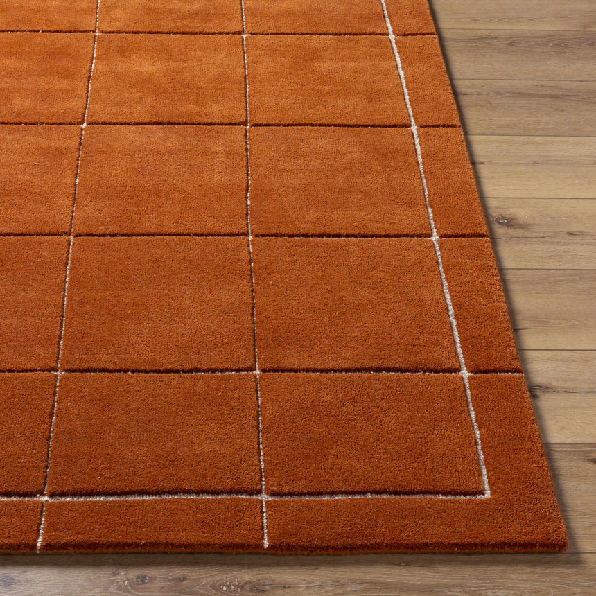 Made to Order Custom Size Siarl Burnt Orange Checkered Area Rug