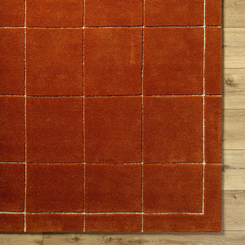 Made to Order Custom Size Siarl Burnt Orange Checkered Area Rug