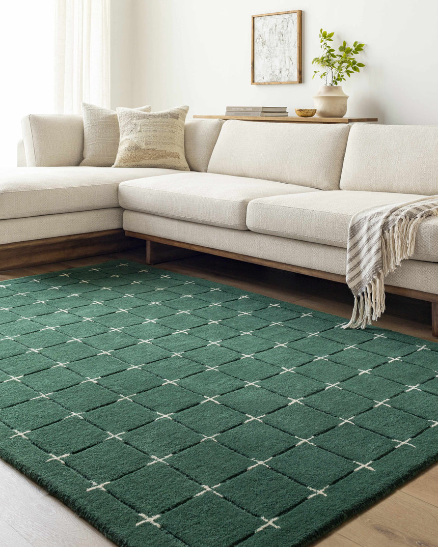 Made to Order Custom Size Sanvi Green Wool Area Rug