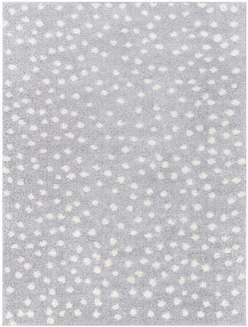 Close-up of the Bernt Light Slate Area Rug, featuring a light slate background with a white dotted pattern. Soft texture. Design-Rectangle-537