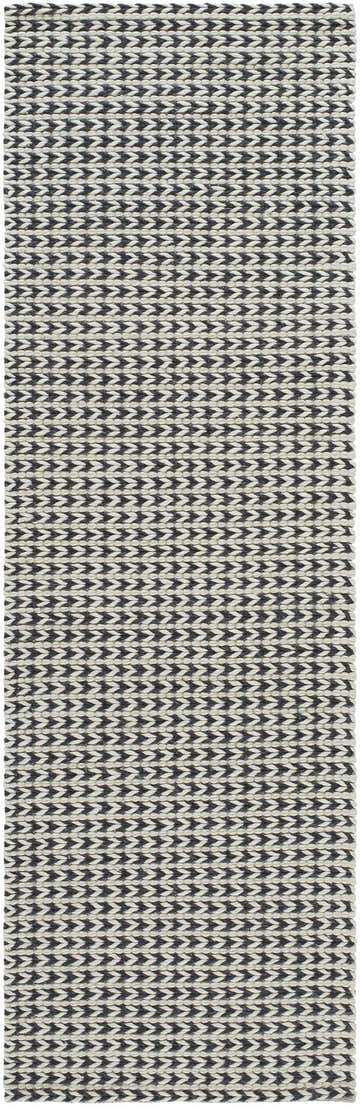 Close-up of the hand-woven Lenci Silver Beige Area Rug, featuring a textured, geometric pattern in silver beige and bark brown. Design-Runner-268