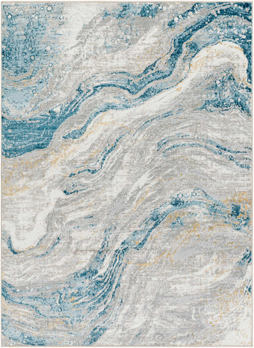 Sample Tess Silver Blue Marble Area Rug - Clearance