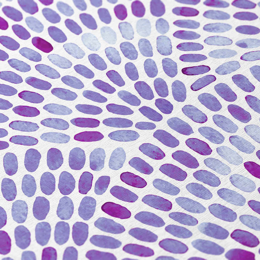 Close-up of Dalyn Seabreeze SZ7 Lavender Washable Area Rug. Features a purple, magenta, and lavender oval pattern.