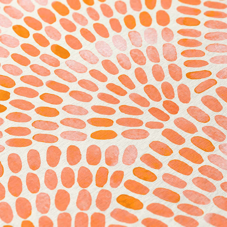 Close up of Dalyn Seabreeze SZ7 Salmon Washable Area Rug featuring a salmon and peach oval pattern.