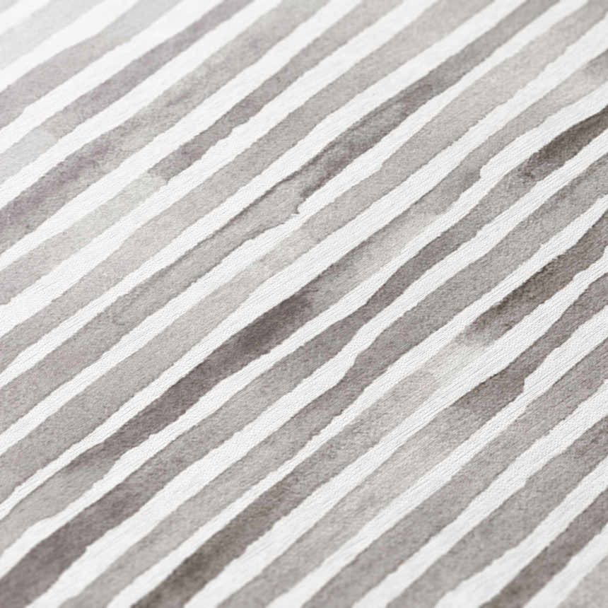 Close-up of Dalyn Seabreeze Pewter Washable Area Rug featuring a gray and white striped pattern.