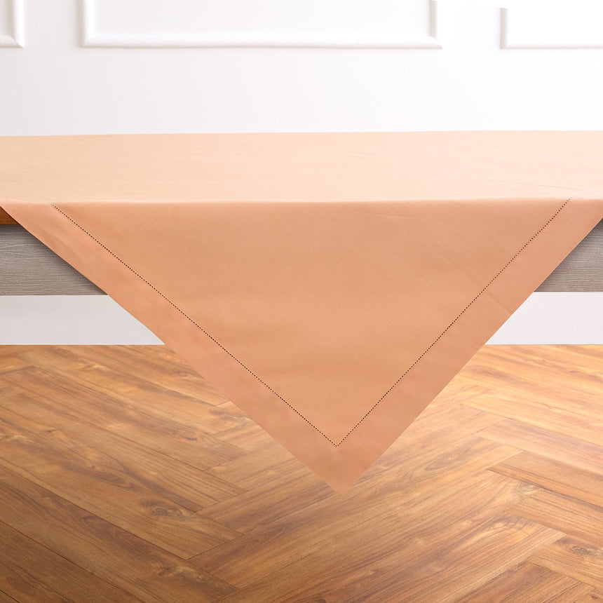 Cotton Linen Hemstitch Table Throw