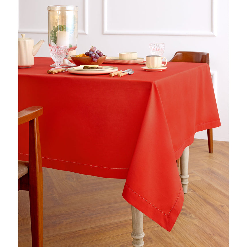 Cotton Linen Hemstitch Tablecloth