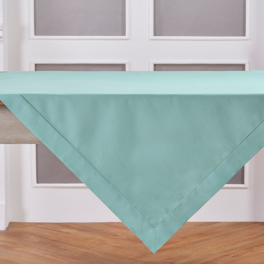 Cotton Linen Hemstitch Table Throw