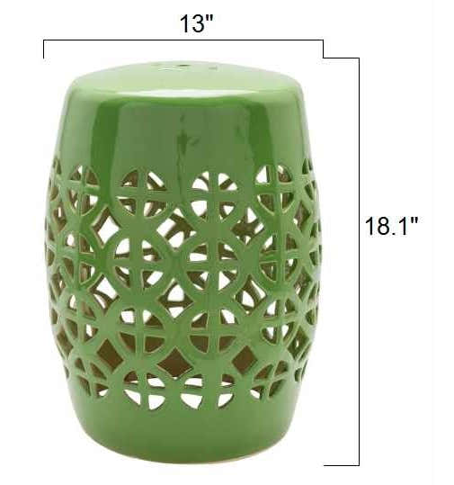 Green Green Ceramic Lattice Outdoor Stool